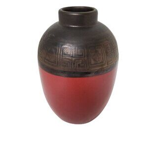 Mystic Passage Home Collection Red with Pewter Colored Trim Vase -